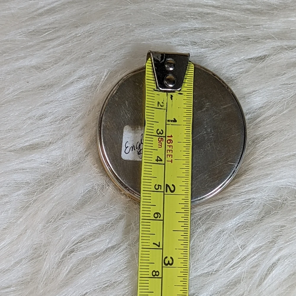 Champagne Guilloche Enamel And Sterling Silver Purse Mirror William Neale & Sons